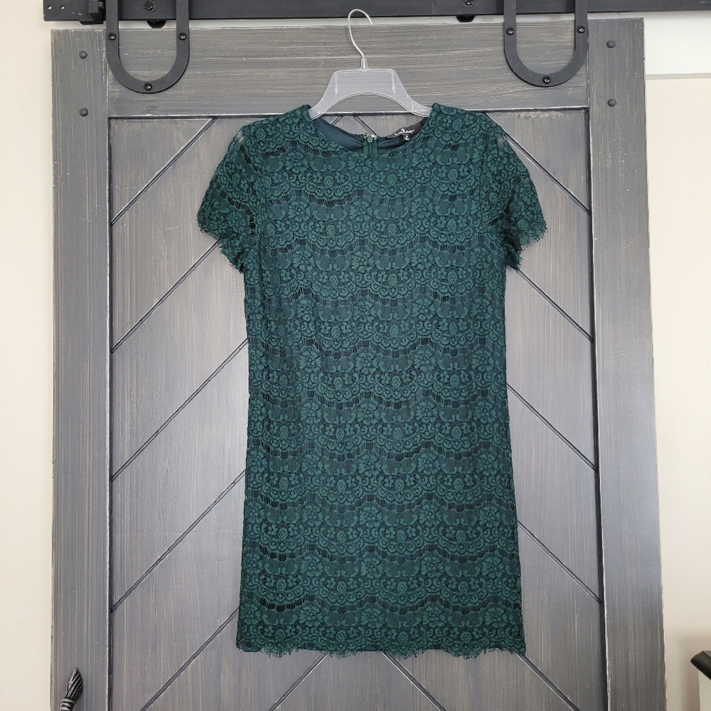 Lulus Green Lace Shift Dress